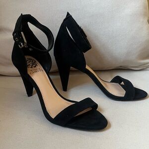 Vince Camuto Black Suede Ankle Strap High Heel Sandals size 6 US New